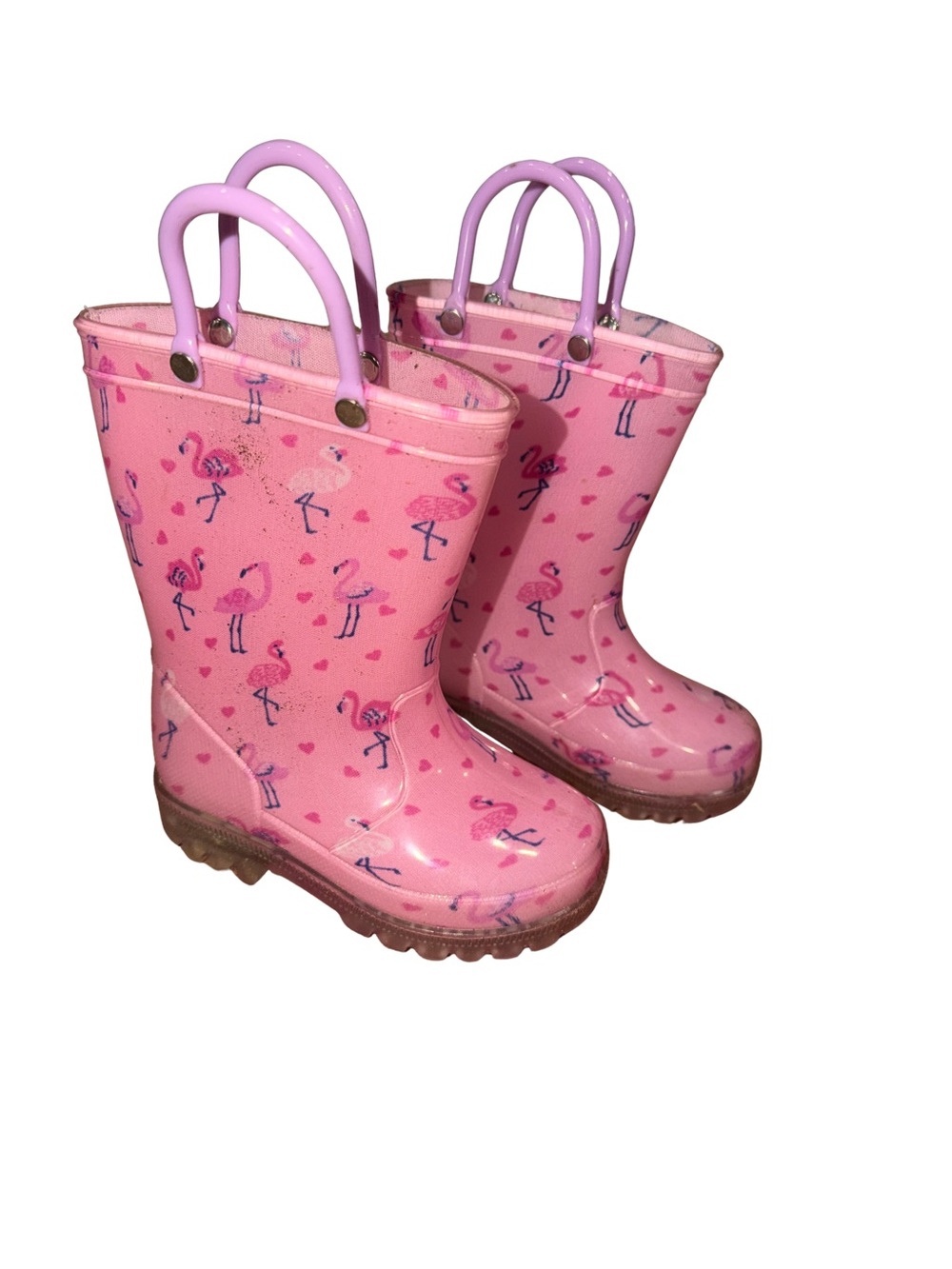 Pink Flamingo Kids Light-Up Rain Boots